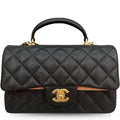 Anum Bags CHL MINI FLAP BAG WITH TOP HANDLE BLACK