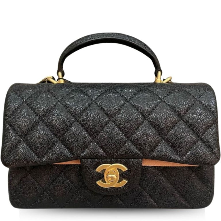 Anum Bags CHL MINI FLAP BAG WITH TOP HANDLE BLACK