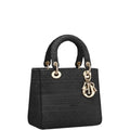 Ezyycart Bags DIR 24CM LADY D LITE BAG BLACK CANNAGE EMBROIDERY