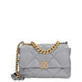 Anum Bags CHL 19 LAMBSKIN QUILTED HANDBAG BLUE 26CM