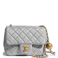 Anum Bags CHL PEARL CRUSH QUILTED FLAP BAG GREY 20CM