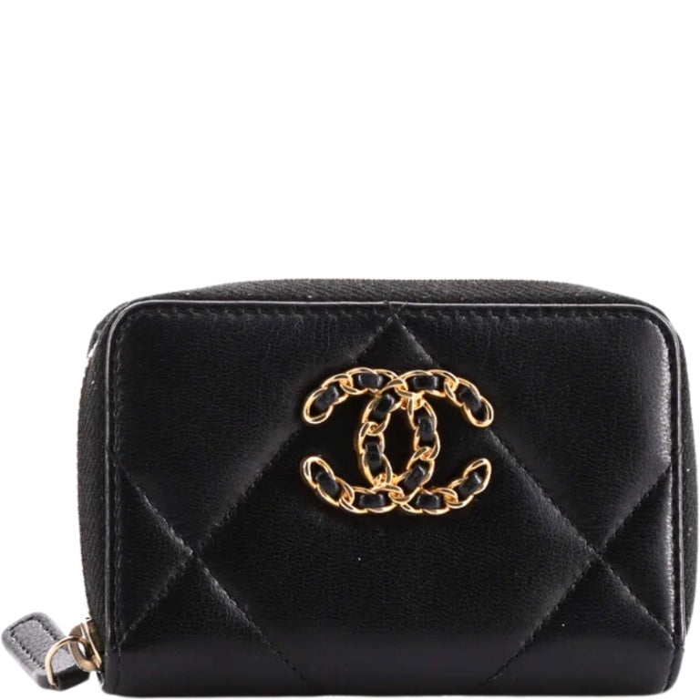 Anum Bags CHL 19 CARD HOLDER WITH ZIPPER LEATHER BLACK WALLET