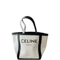 Ezyycart Bags CE LARGE SQUARE IN TEXTILE WITH PRINT AND CALFSKIN BLACK 48CM