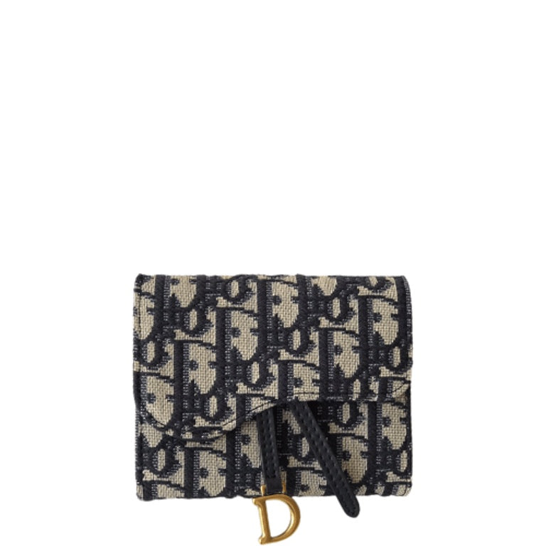 Ezyycart Bags dir SADDLE NANO POUCH BLUE AND BEIGE OBLIQUE JACQUARD 11CM S5654CTZQ