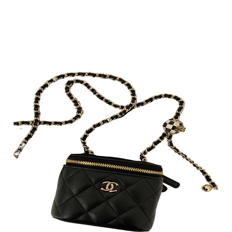 Anum Bags CHL VANITY WITH CHAIN BLACK 6.6 IN / 17 CM