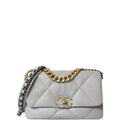 Anum Bags CHL 19 LAMBSKIN QUILTED HANDBAG LIGHT GREY 26CM