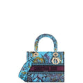 Ezyycart Bags DIR MEDIUM LADY D LITE BAG CELESTIAL BLUE MULTICOLOR TOILE DE JOUY VOYAGE EMBROIDERY 24CM M0565OEUPM259