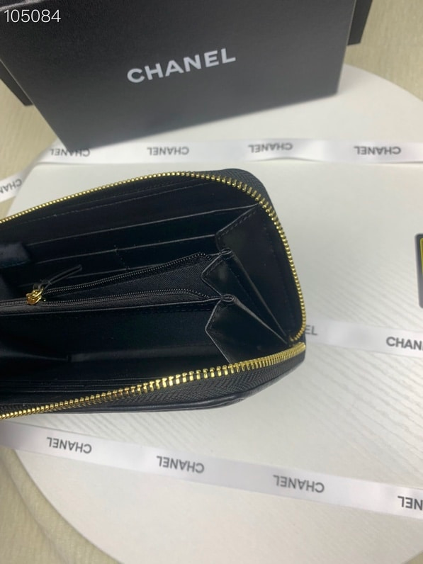 Anum Bags CHL BOY LONG ZIPPED WALLET WITH GOLD HARDWARE BLACK 19.4CM