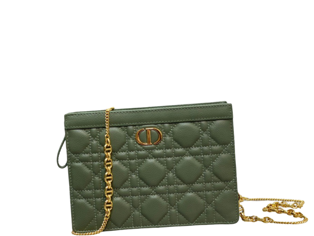 Ezyycart Bags dir CARO ZIPPED POUCH WITH CHAIN CEDAR GREEN S5106UWHC_M67H