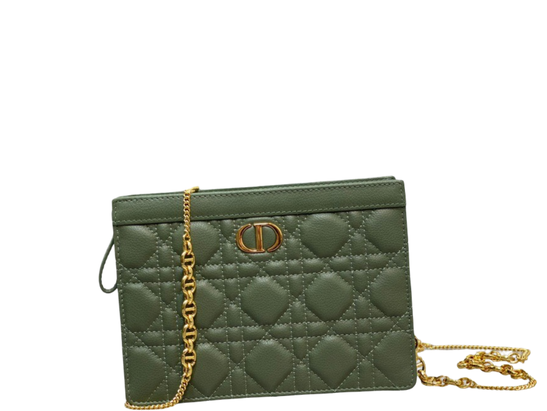 Ezyycart Bags dir CARO ZIPPED POUCH WITH CHAIN CEDAR GREEN S5106UWHC_M67H